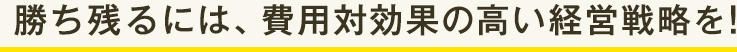  勝ち残るには、費用対効果の高い経営戦略を!